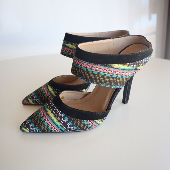 Multicolor Pointed Toe High Heel Mules By Qupid Size 7 - Picture 3 of 7